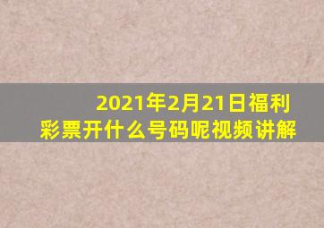 2021年2月21日福利彩票开什么号码呢视频讲解