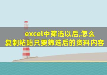 excel中筛选以后,怎么复制粘贴只要筛选后的资料内容