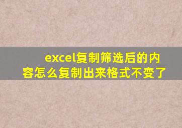 excel复制筛选后的内容怎么复制出来格式不变了