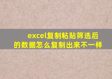 excel复制粘贴筛选后的数据怎么复制出来不一样