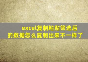 excel复制粘贴筛选后的数据怎么复制出来不一样了