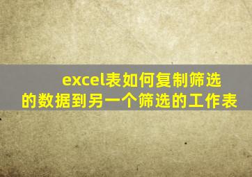excel表如何复制筛选的数据到另一个筛选的工作表