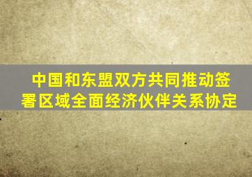 中国和东盟双方共同推动签署区域全面经济伙伴关系协定