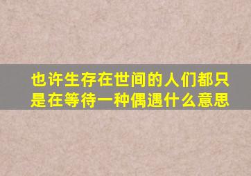 也许生存在世间的人们都只是在等待一种偶遇什么意思