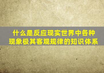什么是反应现实世界中各种现象极其客观规律的知识体系