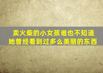 卖火柴的小女孩谁也不知道她曾经看到过多么美丽的东西