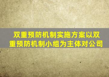 双重预防机制实施方案以双重预防机制小组为主体对公司