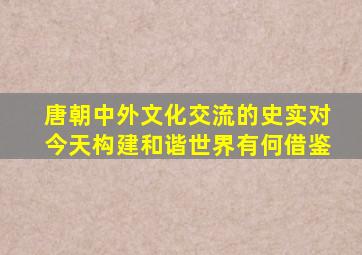 唐朝中外文化交流的史实对今天构建和谐世界有何借鉴