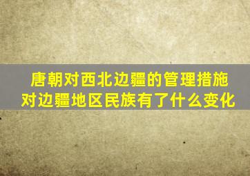 唐朝对西北边疆的管理措施对边疆地区民族有了什么变化