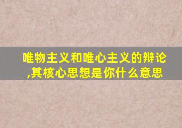 唯物主义和唯心主义的辩论,其核心思想是你什么意思