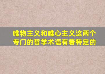 唯物主义和唯心主义这两个专门的哲学术语有着特定的