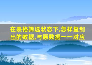 在表格筛选状态下,怎样复制出的数据,与原数据一一对应