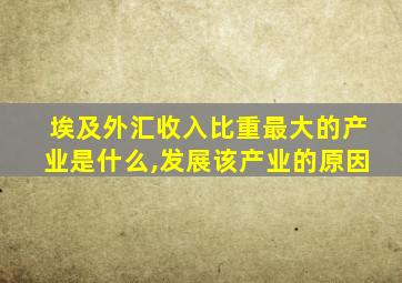 埃及外汇收入比重最大的产业是什么,发展该产业的原因