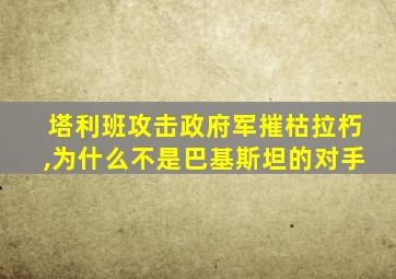 塔利班攻击政府军摧枯拉朽,为什么不是巴基斯坦的对手