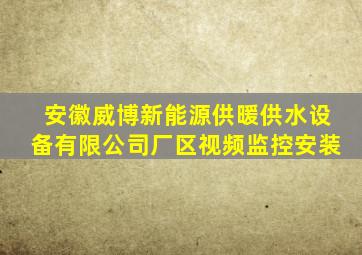 安徽威博新能源供暖供水设备有限公司厂区视频监控安装