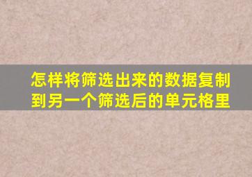 怎样将筛选出来的数据复制到另一个筛选后的单元格里