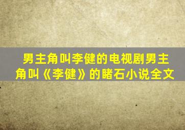 男主角叫李健的电视剧男主角叫《李健》的睹石小说全文