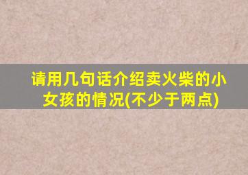 请用几句话介绍卖火柴的小女孩的情况(不少于两点)