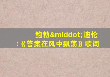鲍勃·迪伦:《答案在风中飘荡》歌词