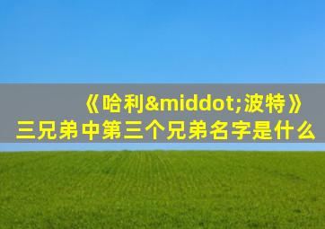 《哈利·波特》三兄弟中第三个兄弟名字是什么