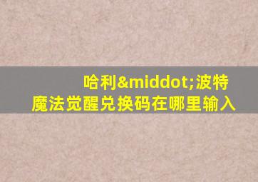 哈利·波特魔法觉醒兑换码在哪里输入