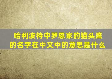 哈利波特中罗恩家的猫头鹰的名字在中文中的意思是什么