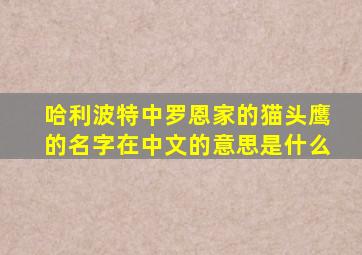 哈利波特中罗恩家的猫头鹰的名字在中文的意思是什么
