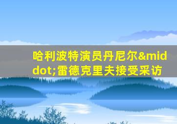哈利波特演员丹尼尔·雷德克里夫接受采访