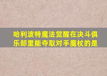 哈利波特魔法觉醒在决斗俱乐部里能夺取对手魔杖的是