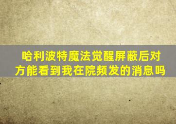 哈利波特魔法觉醒屏蔽后对方能看到我在院频发的消息吗
